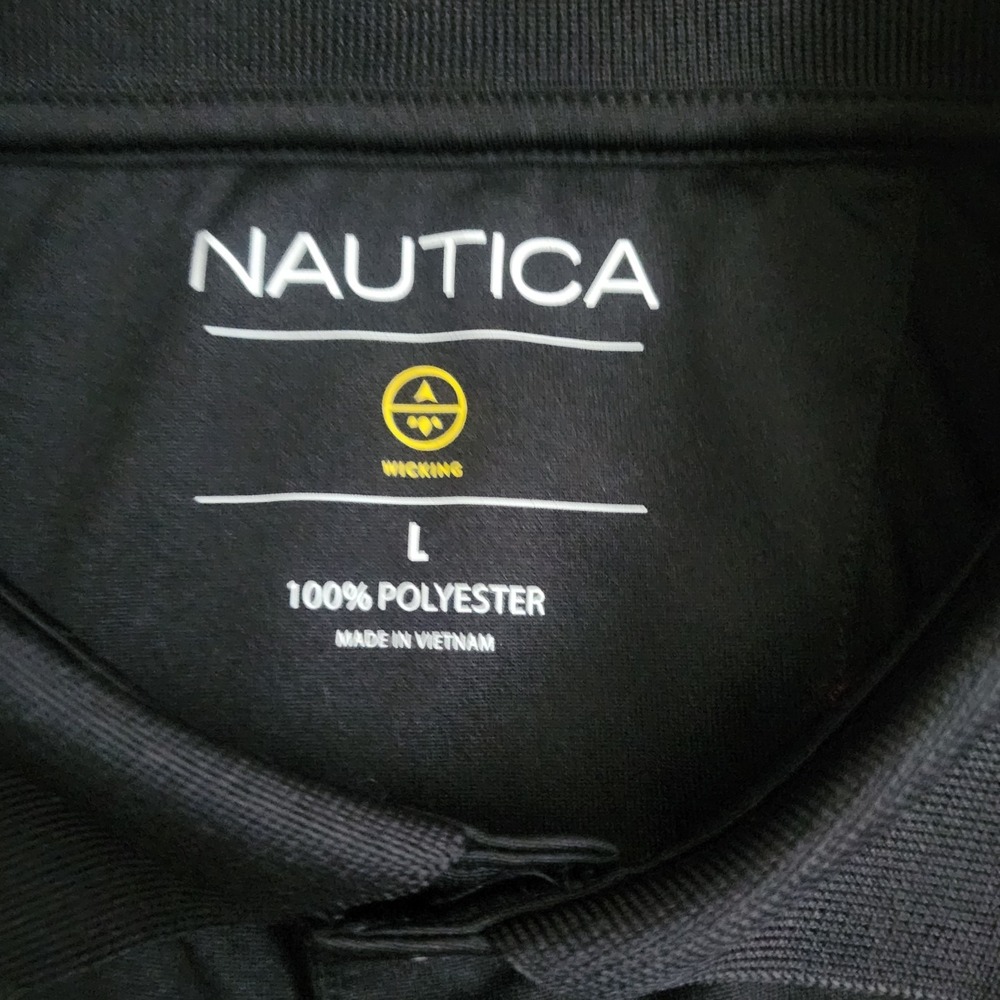 Nautica Mens Polo Shirt Size Large  Wicking Short Sleeve Performance Golf Logo - Picture 3 of 8